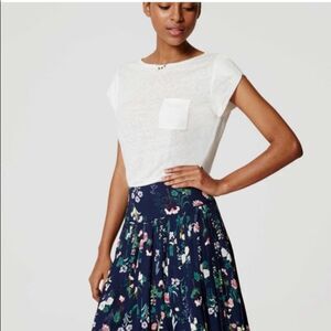 Loft Valley Dark Floral Silky Pleated Skirt Women’s 27 Inch Waist Loft SZ 0